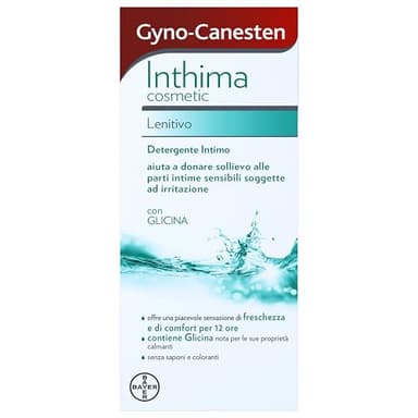 Gyno-Canesten Inthima Cosmetic Lenitivo per Igiene Intima, Detergente 12 Ore di Comfort e Freschezza, Donna e Uomo con Glicina 200 ml