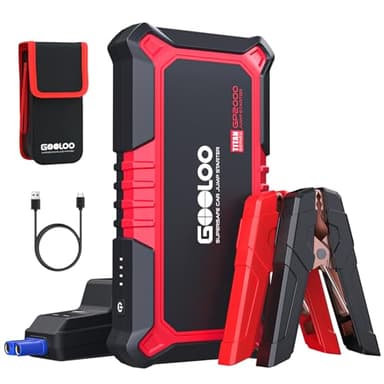 GOOLOO GP2000 Avviatore Batteria Auto, 2000A Avviatore di Emergenza per Auto/Moto, Supersafe 12V Avviatore Portatile con Cavo Intelligente, per 8.0L Gas o 6.0L Diesel