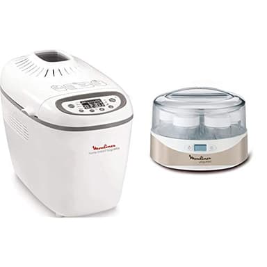 Moulinex OW6101 Home Bread Baguette Macchina del Pane con 16 Programmi Preimpostati, Capacità Extra fino a 1.5 kg,1650 W, 3 velocità & YG231E Yogurteo Yogurtiera con 7 Vasetti in Vetro da 160 ml