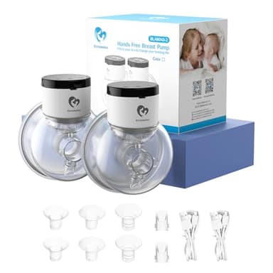 Bellababy Tiralatte Elettrico Indossabile Mani Libere, Display LCD Touchscreen, 4 Modalità e 9 Livelli, Flange da 24 mm, Inserto da 17mm, 19mm e 21mm, 2 Pezzi