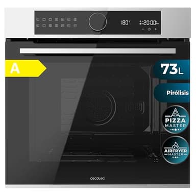 Cecotec Forno da Incasso Pirolitico Bolero Hexa P516000 Line A. Potenza 3250W, 73L, 14 funzioni: Pirolisi, Defrost, Grill, Airfryer. Dual Display e Cooling Fan. Porta Quadrupla Vetro. Classe A