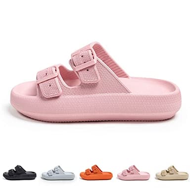 Cloud Sliders, Cozislides Pantofole Donna uomo Nuvoloso Super Morbide Ciabatte Antiscivolo per Cuscini Sandali Estivi con Doppia Fibbia (38/39 EU, Pink)