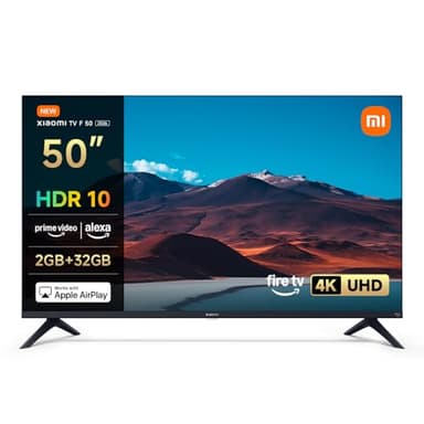 XIAOMI TV F 50, 50 pollici (127 cm), 4K UHD, Smart TV, Fire TV, Triple Tuner DVB-C/S/S2/T/T2,HDR10, MEM60Hz con 120Hz Game Boost Mode, Controllo Vocale Alexa, 2GB+32GB, Compatibile con AirPlay
