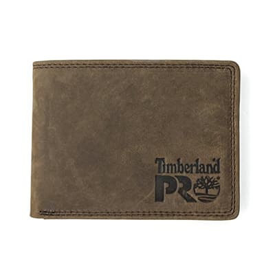 Timberland PRO Portafoglio in Pelle RFID con Porta Carte Rimovibile, Marrone Scuro/Pullman, Taglia Unica Uomo