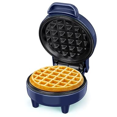 SNAILAR Piastra per Waffle, Mini Macchina per Waffle, 550W Waffle Maker con Rivestimento Antiaderente, Temperatura Automatica, Design Compatto, Blu
