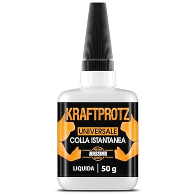 Colla istantanea liquida extra forte 50 g – Supercolla XXL con punta fine anti-goccia – trasparente, ad asciugatura rapida, impermeabile e resistente al calore – adesivo universale – KRAFTPROTZ ARKA
