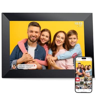 FRAMEO Cornice Digitale WiFi 10 Pollici VESWWE Cornice Foto Digitale Touch Screen IPS 1280x800 Memoria Integrata da 32GB Rotazione Automatica Condividi foto e Video Utilizzando l'app Frameo
