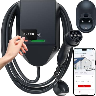 ELECQ Wallbox 7,4 kW con Cavo 5m | Caricatore Auto Elettrica Tipo 2 Monofase | Gestione Dinamica della Carica & Ricarica Solare | App WiFi OCPP RFID | Colonnina Ricarica Domestica 32A | Conforme GSE