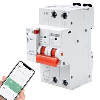 Jadeshay Interruttore Differenziale,2P 63A Salvavita con Riarmo Automatico WiFi Interruttore Magnetotermico Controllo Remoto Tramite l'app Tuya sul Cellulare con Protezione Sovratensione Sottotensione