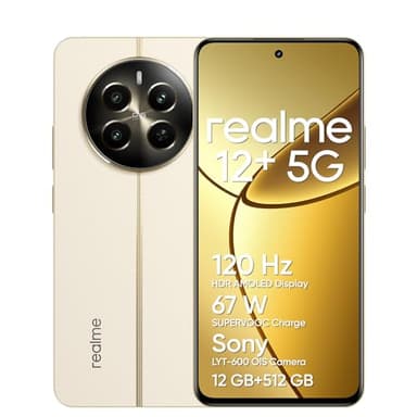 realme 12+ 5G Smartphone 12+512 GB con NFC, Fotocamera ritratto Sony LYT-600 OIS, Display AMOLED da 120 Hz, Smart Touch antipioggia, SUPERVOOC da 67 W, Navigator Beige rr(no adapter)