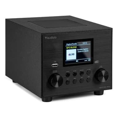 Audizio Vieste - Radio DAB+ con Bluetooth, subwoofer 60 W, FM, USB MP3, ingresso AUX, doppia sveglia, telecomando, design moderno e compatto, colore nero