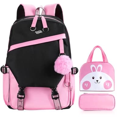 Zaino Scuola Media Superiore Ragazza Elementare, Zaini per la Scuola per Bimba Adolescenti Bambina, Zainetti per Bambini Ragazze Ragazzo Donne, Borsa per Libri/Scatola per il Pranzo/Astuccio Set