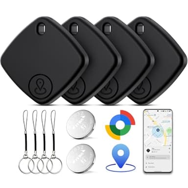 Air Tracker Tag Android, 4 Pezzi Bluetooth Smart Tag, Localizzatore Compatibile con Google Find Hub(Solo Android), IP67 Impermeabile, Smart Tracker Chiavi per Bagagli,Valigie,Portafogli