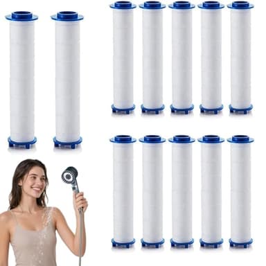 KIRZAX 12 Pack 9,5 x 2 cm Doccia Filtro in Cotone PP,Filtro Anticalcare Doccia,Filtro a Cartuccia Portatile Testa,Cartuccia Sedimenti Filtrati,Per Doccetta Staccabile
