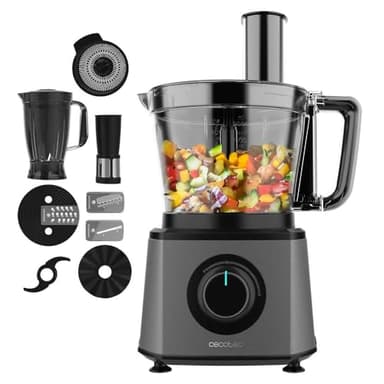 Cecotec Processore di alimenti Paprika 1300 Full, 2000W di Potenza, Acciaio Inossidabile, 2 Velocità, 3 Dischi da Taglio, Include Ciotola da 3,5 L, Caraffa da 1,8 e Spremiagrumi