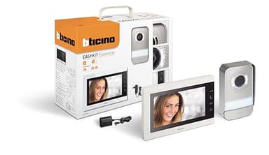 BTICINO 317913 Videocitofono Easykit Essential, Kit Monofamiliare Espandibile, Plug-In 2 Fili, Monitor 7" a Colori, Vivavoce, Visione Notturna, Audio Bidirezionale, Pulsantiera Esterna con Telecamera