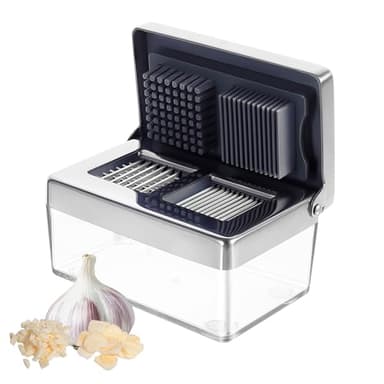 Spremiaglio in acciaio inox, mini tritatutto e affettatrice super sottile, 2 in 1, inodore, con contenitore, lavabile in lavastoviglie, tritacarne di alta qualità