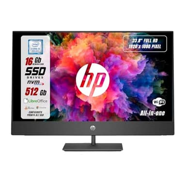 HP ProOne, All In One Pronto all'uso, Display 23,8" FHD, Borderless, Intel i5-9500 6 Core 3.0Ghz, Ram 16GB SSD 512GB W11, Libre Office (Ricondizionato)
