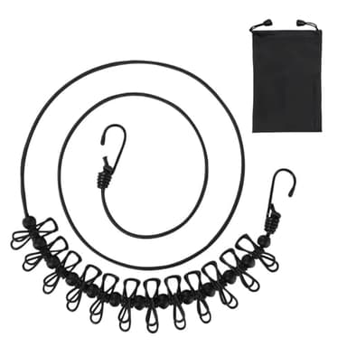 GXGM 1 Pezzi stendibiancheria retrattile con 1 custodia, Corda per biancheria antiscivolo, filo stendibiancheria per esterno, da viaggio, portatile, con 12 mollette, accessori da campeggio