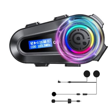 Casco Moto Auricolare, Casco Moto Bluetooth Auricolare, Q08 Cuffie per Caschi da Moto per Persona Singola wireless 5.3 Impermeabile IPX6 Cancellazione del rumore, Casco-Moto-Cuffie-Auricolare-Singola