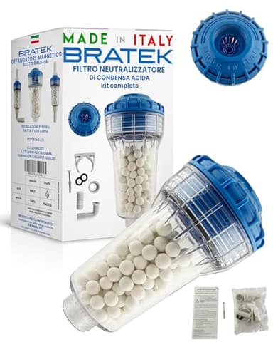 Bratek Filtro Neutralizzatore Condensa Caldaia - Filtro Neutralizzatore di Condensa Acida per Caldaia a Condensazione Fino a 35Kw - Neutralizza la Acidità Facendo Rientrare il Ph nei Limiti di Legge