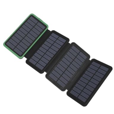 BRENCIL Caricabatterie Solare Power Bank - 27000mAh Solar 22,5W per Cellulare, Portatile a Ricarica Rapida con 4 Pannelli Solari e Torcia Elettrica USB per Telefoni Tablet (Verde foglia tenera)