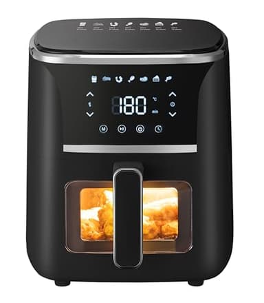 Necchi Friggitrice ad Aria NK815DT, 5L, 1400W, 7 Programmi Preimpostati, Temperature regolabile da 80° e 200°, Timer fino a 60' Progettata per una cucina più sana e gustosa