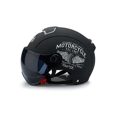 Ergocar Casco Classico Aperto, Mezzo Casco Con Visiera Parasole, Calotta 709abs Combinata Con Strato Tampone Eps Per Fornire Una Migliore Protezione Alla Guida(Matt-schwarz)
