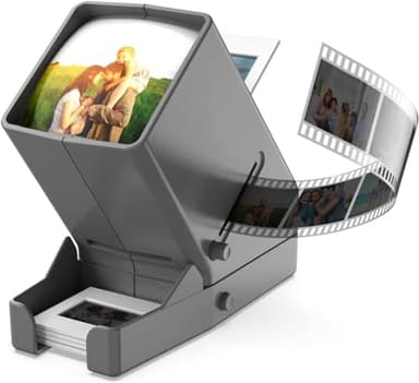 35 mm, ingrandimento 3x e visualizzazione da tavolo illuminata a LED e funzionamento a batteria, per diapositive da 35 mm e negativi del film positivo (batterie 4AA incluse)