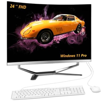 Computer desktop curved FHD All in One PC, i5-12450H, processore 8 core, 16 GB di RAM, 256 GB SSD,WiFi,Bluetooth WiredKeyboard & Mouse – Perfetto per uso domestico e ufficio, Windows 11 Pro AIO PC