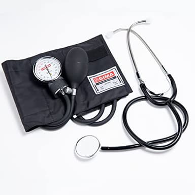GIMA - KIT YTON con sfigmomanometro e stetoscopio, bracciale nero con chiusura a velcro, 32693