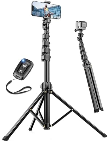 Nineigh 180cm Treppiede Smartphone, Portatile Cavalletto Per Smartphone in Alluminio, Stabile Treppiedi Cellulare Con telecomando e Supporto Telefonico, Compatible con iPhone Samsung Huawei