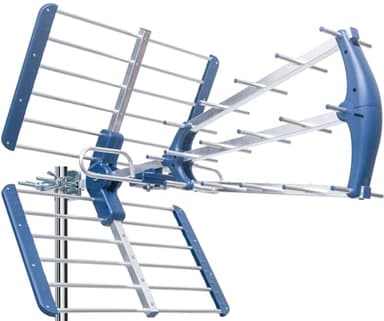 EDISION TALOS 13db Antenna TV tripla Digitale Terrestre UHF 21-48 esterno, con filtro 5G LTE, per Ricezione il segnale Digitale Terrestre DVB-T/T2, Frequenze 470-694Mhz, Lunghezza 78cm, LTE700, Blu