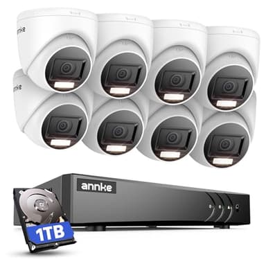 ANNKE 3K Lite 5 in 1 DVR 8 Canali con Rilevamento Persone e Veicoli, 8x 1080p Visione Notturna a Colori kit telecamere videosorveglianza e Hard Disk da 1TB, Avviso Email con Immagini, IP67