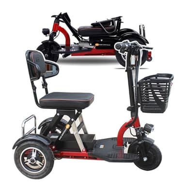 Scooter Per Disabili A 3 Ruote (Pieghevole/Leggero) + Sedile Confortevole, Durata Della Batteria Fino A 40 Km, Fuoristrada/Confortevole, Per Anziani, Disabili
