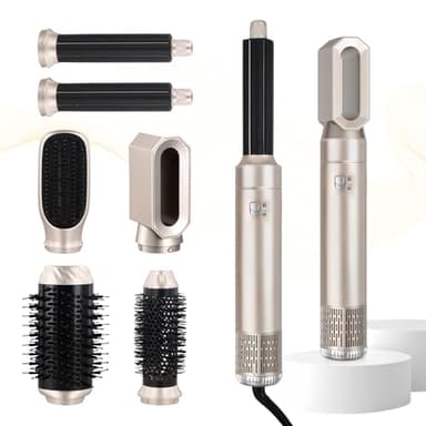 Mapille Air Styler 6 in 1,Spazzola Asciugacapelli Multifunzione,Ferro Arricciacapelli ad aria Calda,3 Temperature,Spazzola Ad Aria Calda,con 6 accessori,Accessori per Styling Liscio,Onde,Ricci