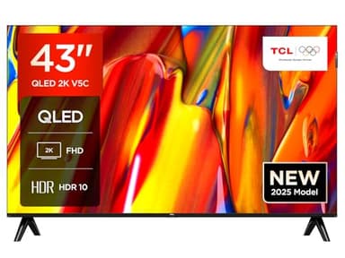 TCL 43V5C QLED FHD TV LED Direct Smart da 43" con Android TV e HDR - Compatibile con Google Cast e Google Home, design sottile, 2025