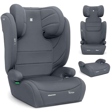 KikkaBoo Seggiolino Auto 15-36 kg i-AID, Gruppo 2/3, i-Size 100-150 cm, da 3,5 a 12 Anni, Poggiatesta Regolabile 13 Posizioni, Grigio