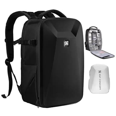 K&F CONCEPT zaino fotografico, guscio rigido antiurto scomparto per laptop da 15.6" borsa fotografica grande professionale Con copertura impermeabile per DSLR/SLR/Mirrorless