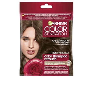 Garnier Color Shampoo Retouch - Colorazione permanente castano chiaro, 100% copertura per capelli bianchi - dura fino a 4 settimane