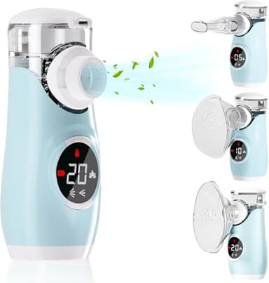 Lutranstra Aerosol Portatile Silenzioso Digitaler - Macchina Aerosol per Adulti e Bambini, Nebulizzatore Portatile Ricaricabile con 2 Maschere e Boccaglio per Uso Domestico e in Viaggio