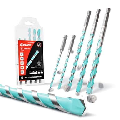 EZARC Set Punte de Trapano 5 Pezzi, Punta in Carburo di Tungsteno, per Cemento, Muro Mattoni, Piastrelle, Legno, Metallo, Plastica