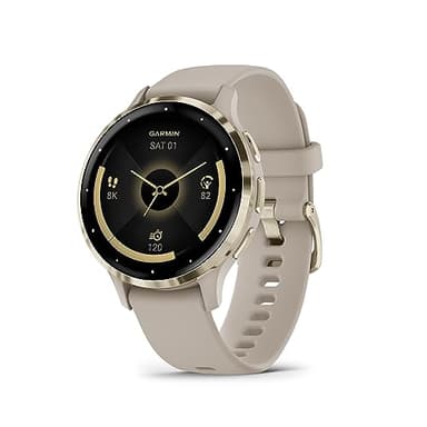 Garmin Venu 3S, Smartwatch AMOLED 1,2", Cassa 41mm, Microfono e Speaker, Musica, Garmin Pay, +30 App sport, GPS, Cardio, SpO2 , Autonomia 10 giorni (French Gray & Soft Gold)