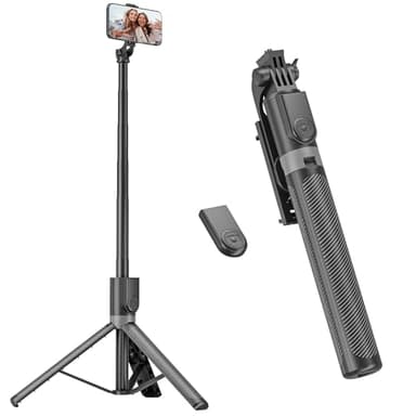 RISEOFLE 180cm Treppiede Smartphone, Bastone Selfie con Telecomando Wireless, Treppiede Portatile Estensibile per Smartphone Supporto Telefono Compatibile con iPhone/Samsung/GoPro/Camera