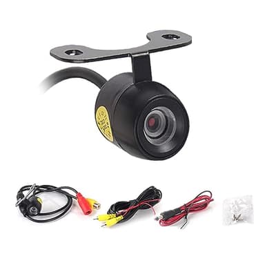 A2ZWORLD Telecamera Retromarcia Auto, Retrocamera Da Targa, Senza Forare, Rotondo 20mm, Angolo Rilevazione 170°, Con Linea Guida, Visione Notturna, Impermeabile IP67, KR202366