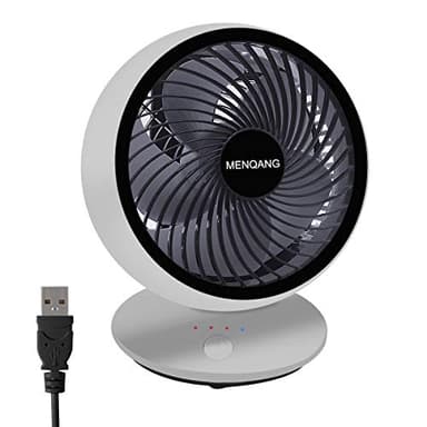 MENQANG Ventilatore da Tavolo Silenziosi USB Portatile 3 velocità Ventilatore da Scrivania Ventola Oscillante per Casa, Ufficio, Viaggi (bianca)