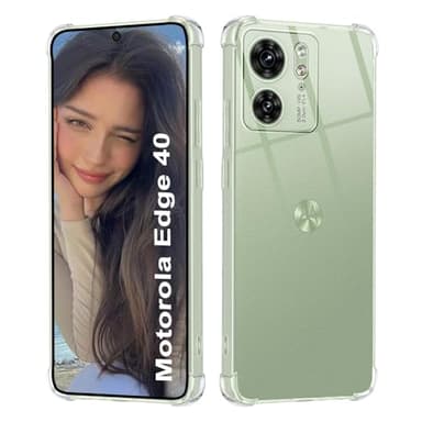 ISOI - Cover compatibile con Motorola Edge 40 5G Custodia, con Paraurti Airbag Antiurto Protezione Completa, Case Protettiva in Silicone TPU Ultrasottile e Morbido - Trasparente