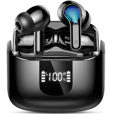 Cuffie Bluetooth, 2025 Auricolari Bluetooth 5.4 con 4 HD ENC Cancellazione Rumore Mics, 40 Ore HiFi Stereo Cuffie Wireless con LED Display USB-C, IP7 Impermeabili Cuffiette Bluetooth per Android/iOS