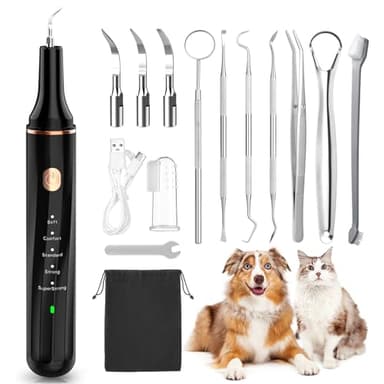 Petbank Kit Pulizia Denti Cane 14-in-1 - Spazzolino Ultrasuoni Cani con Luce LED, 5 Modalità di Spazzolino Denti Cane, USB Ricaricabile Spazzolino per Cani