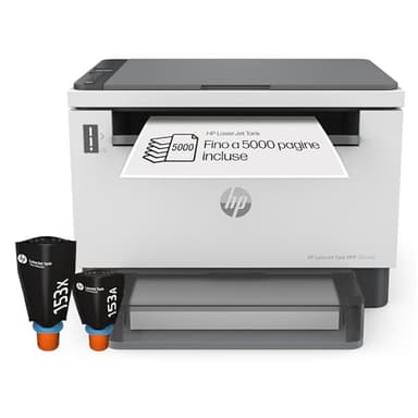 HP Laser Tank 2604dw 381V0A, Stampante Monocromatica Multifunzione con Serbatoio Toner integrato a Ricarica Rapida, Stampa F/R Automatica, 22 ppm, Fino a 5000 Pagine, Scansione A4, Wi-Fi, USB, Bianca